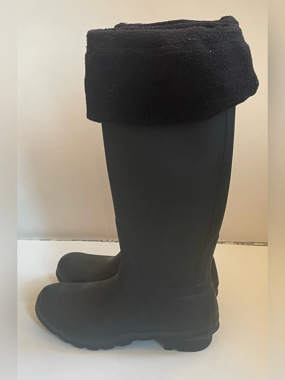 Hunter Women’s Black Tall Rubber Winter/Rain Boots with Removable Fleece Lining